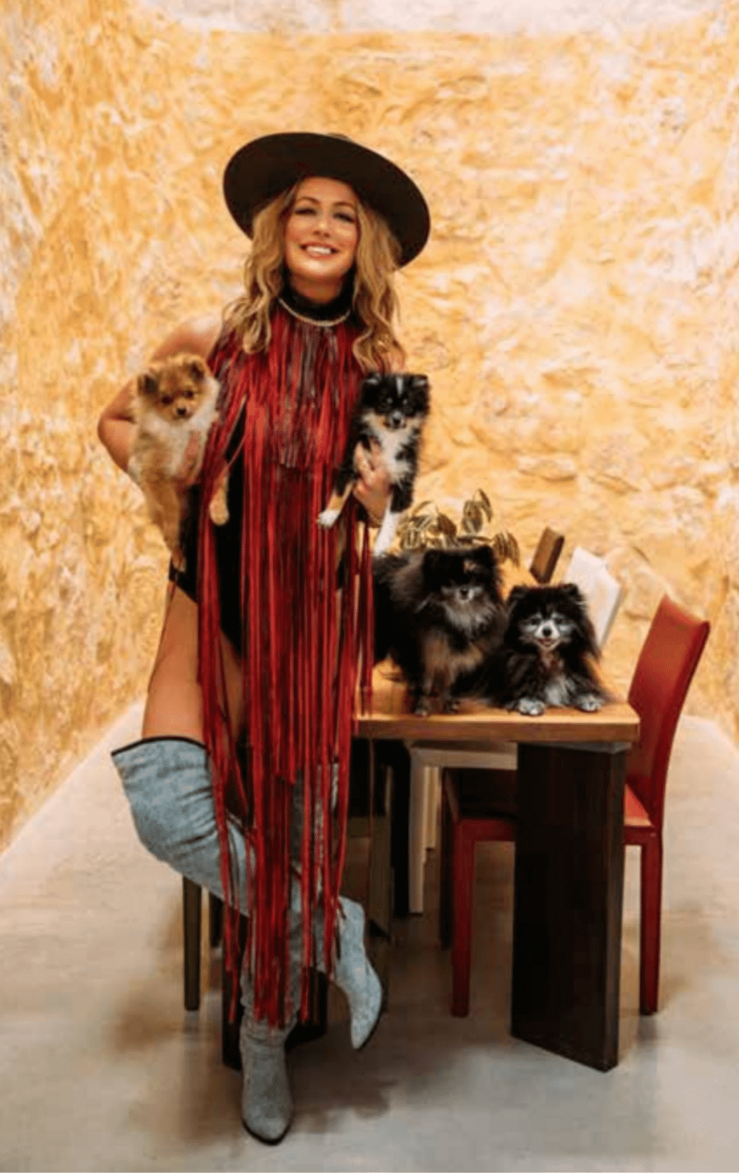 Karena with 4 Pomeranians in her home