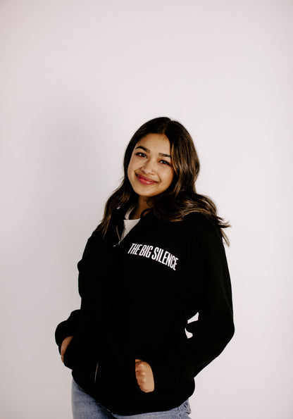 Anuja with black TBS hoodie zip up